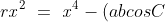 {\color{black} r\mathit{x}^{2}\ {}=\ {}\mathit{x}^{4}-(abcosC)\mathit{x}^{2}+\frac{a^{2}b^{2}}{4}}